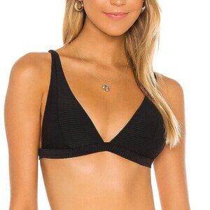 L*SPACE 'Eco Chic Nina' Ribbed  Bikini Top Size Medium Black